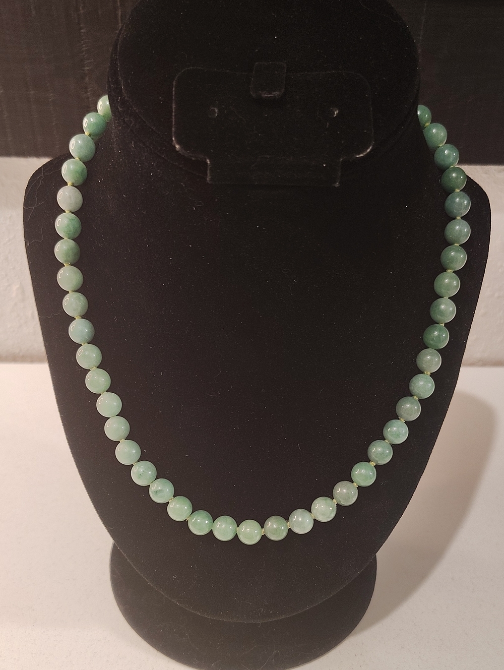 Adventurine Knot Beaded Necklace 925 Silver Hardware 18" L